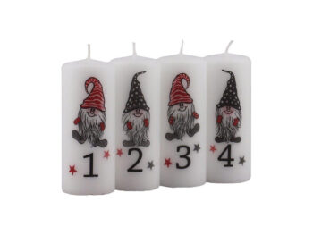 Advent 1 - 4/Block Weiß mit Wichtel
